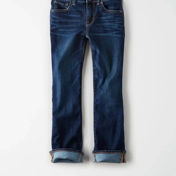 American Eagle women’s 14 artistic crop stretch denim jeans,double button front - Picture 2 of 8